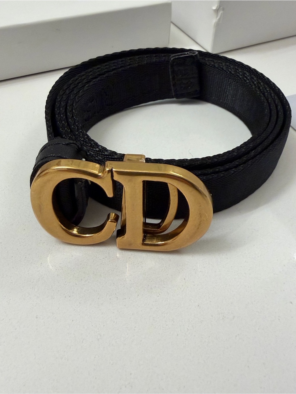 Christian Dior CD Strap Belt – Black & Gold